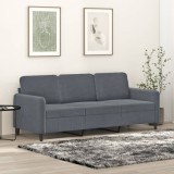 Canapea 3 locuri Gossi Gri Inchis, 180cm, Catifea - Confortabila si Eleganta