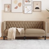 Cumpara ieftin Canapea Chesterfield cu 2 locuri, cappuccino, piele ecologică
