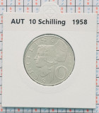 Austria 10 schilling 1958 argint - km 2882 - cartonas personalizat - D20304, Europa