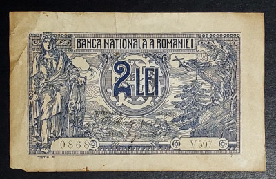 Bancnota 2 lei 12 martie 1915 foto