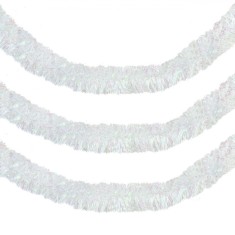 Beteală Crăciun, Tinsel, Alb, Lungime 3m, Lățime 8cm