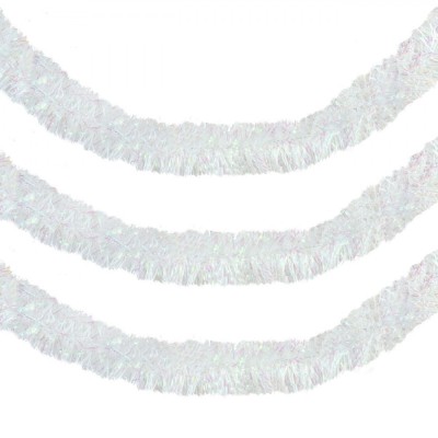 Beteală Crăciun, Tinsel, Alb, Lungime 3m, Lățime 8cm foto