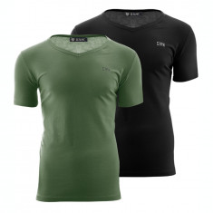 Set 2 tricouri V-neck Tee - Verde + Negru foto