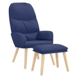 Cumpara ieftin Scaun de relaxare cu taburet, albastru, textil