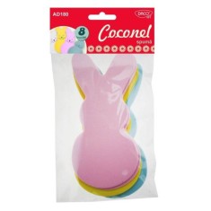 Forme din Spuma Autoadeziva DACO, Model Coconel, Dimensiuni Variabile, 8 Buc/Set, Multicolor, Accesorii Craft, Accesorii Creatie, Iepurasi din Spuma, foto