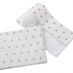 Set paturica Nichiduta 75x100 cm si perna 35x30 cm Minky Stars White