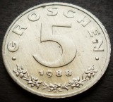 Cumpara ieftin Moneda 5 GROSCHEN - AUSTRIA, anul 1988 *cod 3212 = UNC ZINC DIN FASIC BANCAR, Europa