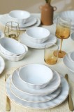 Keramika Set de vesela - White/Gold Sirius - 24 bucăți - 6 persoane - Stoneware