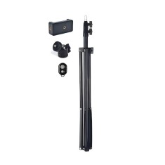 Trepied foto reglabil 200 cm, suport telefon, cap bila si telecomanda bluetooth pentru control la distanta