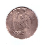 Moneda Franta 10 centimes 1853 - 1857 B, uzata, ilizibila