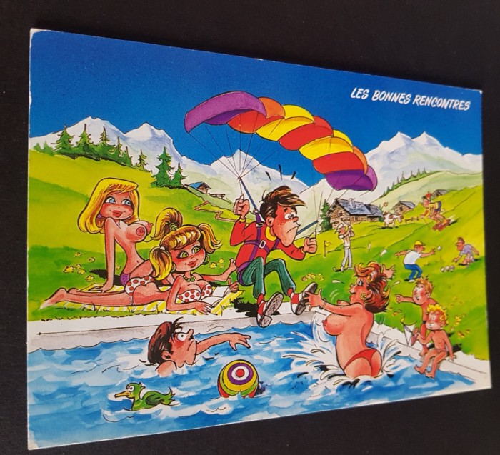 Carte Poștală Veche Franțuzească Umoristică