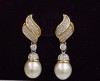 Superbi cercei luxosi din aur 18 k, diamante naturale si perle naturale - model unicat spectaculos