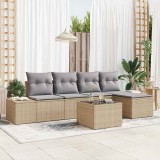 Set de canapea de grădină cu perne, ratan sintetic negru