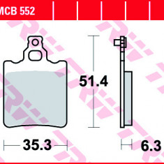 Set placute frana TRW MCB552 - Aprilia AF1 - MX - Pegaso - Red Rose - RS Extrema - Replica - RX - Tuareg 50-125 - Generic Trigger