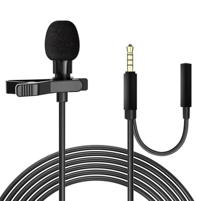 Microfon tip lavaliera, cu fir, 2 x Jack 3.5 mm, lungime cablu 1.5 m, negru foto