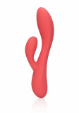 Vibrator Smooth Ultra Soft Silicone Rabbit, 10 Moduri Vibratii, Rosu, 20 cm