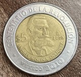 C50 - Moneda foarte veche - Mexic - 5 pesos - omagial - Filomeno Mata - 2009
