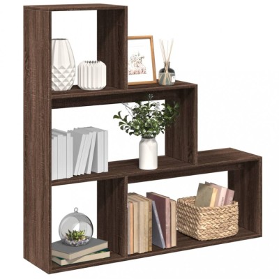 Bibliotecă/separator 3 niveluri stejar maro 123x29x123 cm lemn foto
