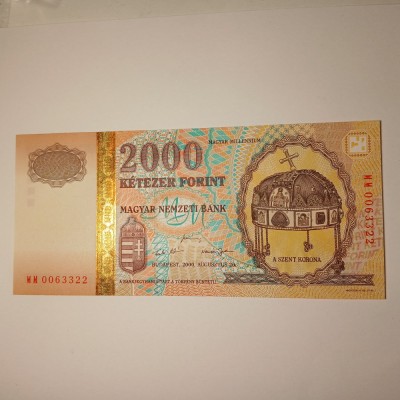 Bancnota 2000 forinti 2000 Milenium Proof foto