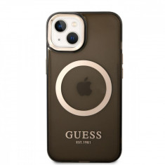 Husa de protectie telefon Guess pentru iPhone 14, Translucent MagSafe, Plastic, Negru