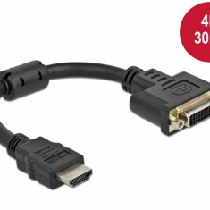 Adaptor HDMI la DVI-D 24+5 pini 4K30Hz T-M 20cm, Delock 65206