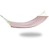 Hamac Single pentru 1 Persoana cu Bara Stabilizatoare din Lemn, Bumbac Premium, Capacitate 150kg, Dimensiuni 200x100cm, Roz, Gardenline