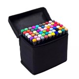 Set 60 markere duble WePro Store, profesionale, subtire si gros, cerneala pe baza de alcool, geanta de depozitare, Multicolore