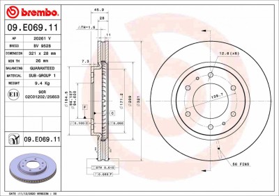 BREMBO 09.E069.11 PRIME LINE - UV Coated Disc frana foto