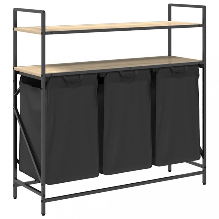 Cos de rufe 3 compartimente cu rafturi stejar sonoma