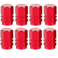 Set 8 Capace Hexagonale pentru Valva Auto, Aliaj Aluminiu, Lungime 1.8 cm, Rosu