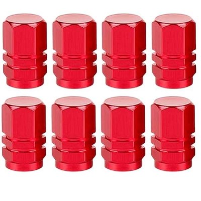 Set 8 Capace Hexagonale pentru Valva Auto, Aliaj Aluminiu, Lungime 1.8 cm, Rosu foto