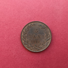 Moneda 5 bani 1867 W Watt