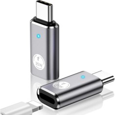 Adaptor &Icirc;ncărcare Rapidă Salestore.ro&reg; USB-C la Lightning, 35W, Transfer 480Mbps, Aluminiu/PVC, Unidirecțional, Argintiu