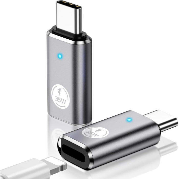 Adaptor &Icirc;ncărcare Rapidă Salestore.ro&reg; USB-C la Lightning, 35W, Transfer 480Mbps, Aluminiu/PVC, Unidirecțional, Argintiu