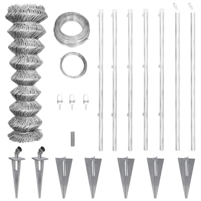 vidaXL Gard din plasă cu st&acirc;lpi și țăruși, 15x1,5 m, oțel galvanizat 141505