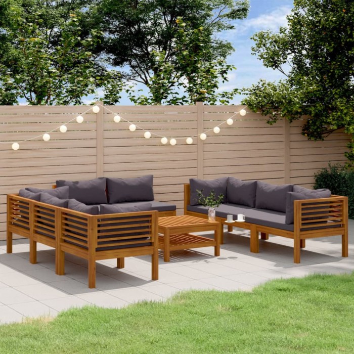 Gossi set mobilier de gradina cu perne, 9 piese, lemn masiv de acacia