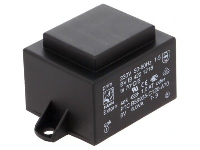 Transformator &amp;icirc;ncapsulat 6VA 230VAC 6V 1A PCB foto