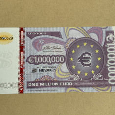 Bancnota 1 Million Euro de colectie cu elemente UV siguranta
