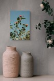 Tablou Canvas, "Flori delicate sub cer senin", Flori, Frunze, Ramuri, Cer, Albastru, Verde, Soare, Natură, Vibrație, Delicatețe, 26 x 39 cm, CMCLASS