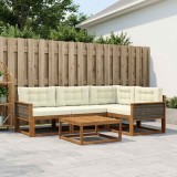 vidaXL Set de canapele de exterior cu pernă 5 pcs Natural și Crem 3382538