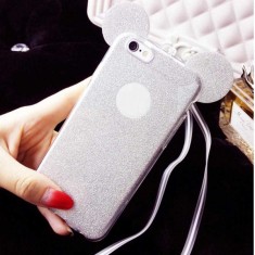 Husa iPhone 7 iPhone 8 Silicon TPU Carcasa Urechi Sclipici Silver foto