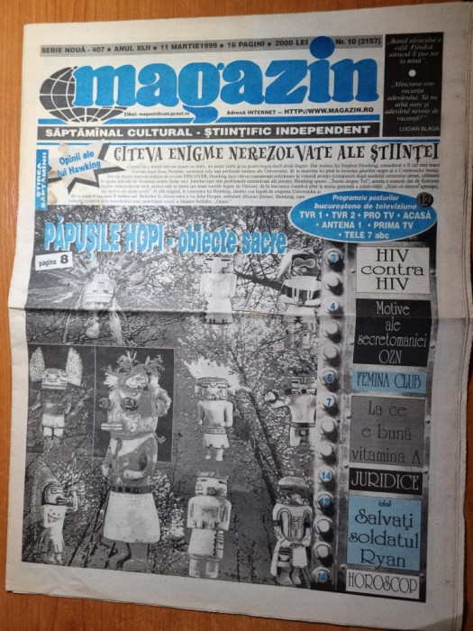 magazin 11 martie 1999-art gabriela szabo,mark mcgwire,spielberg,kevin costner