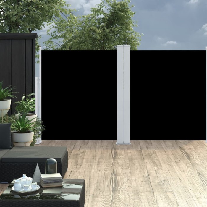 Copertină laterală dublă retractabilă, negru, 170 x 600 cm