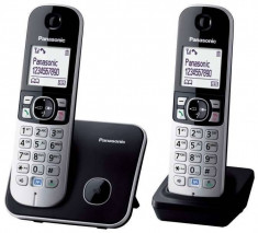 Telefon fara fir DECT Twin Panasonic KX-TG6812FXB cu Doua Receptoare Negru/Gri foto