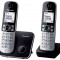 Telefon fara fir DECT Twin Panasonic KX-TG6812FXB cu Doua Receptoare Negru/Gri