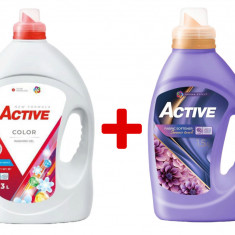 Detergent lichid pentru rufe colorate Active, 3 litri, 60 spalari + Balsam de rufe Active Summer Touch, 1.5 litri, 60 spalari