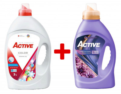 Detergent lichid pentru rufe colorate Active, 3 litri, 60 spalari + Balsam de rufe Active Summer Touch, 1.5 litri, 60 spalari foto