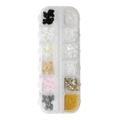 Figuri volumetrice 3D pentru manichiura, set (inima, funde, perle) foto