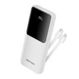 Vention - Power Bank (FHOB0) - USB-C, 2x USB, Micro-USB, Fast Charging, USB-C and Lightning Cables, 22.5W, 10000mAh - White