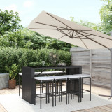 VidaXL Set mobilier bar de grădină cu perne, 9 piese, negru, poliratan